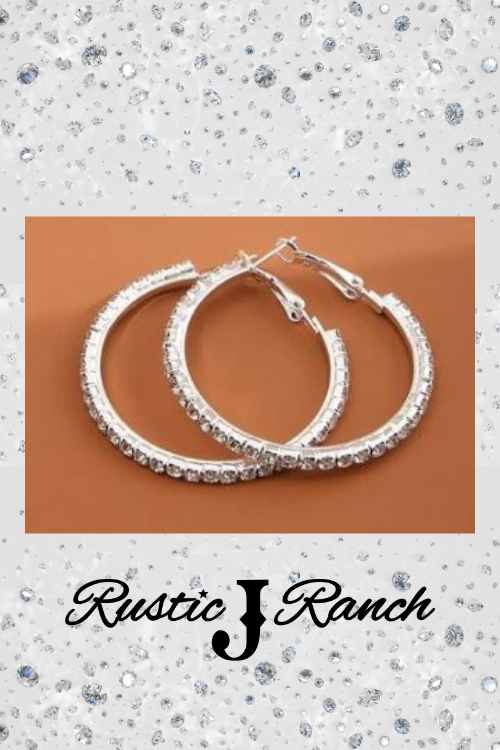 Rhinestone Stainless Steel hoop earrings