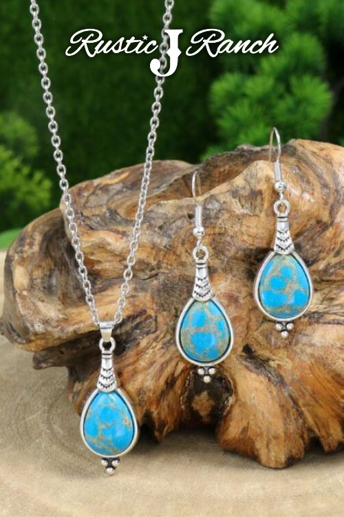 Boho Drop Shaped Earring & Necklace Set