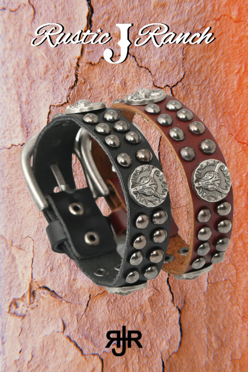 Genuine leather cowhide bracelet with deer head