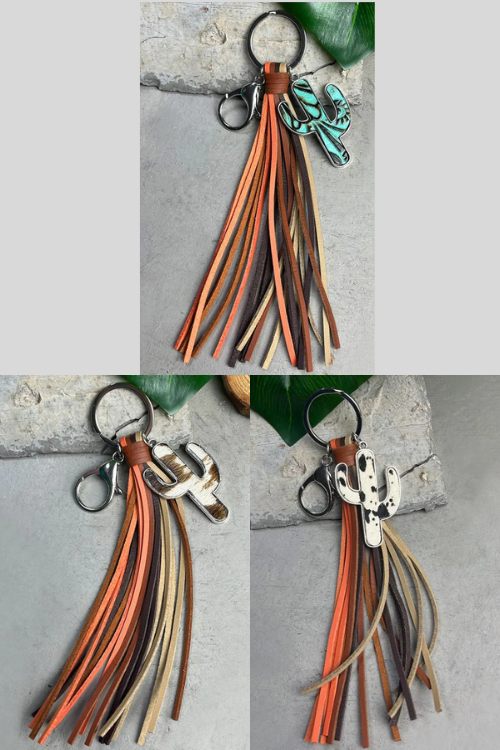 Cactus keychain with tassels