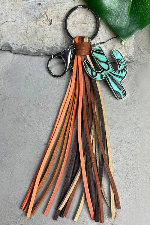 Cactus keychain with tassels