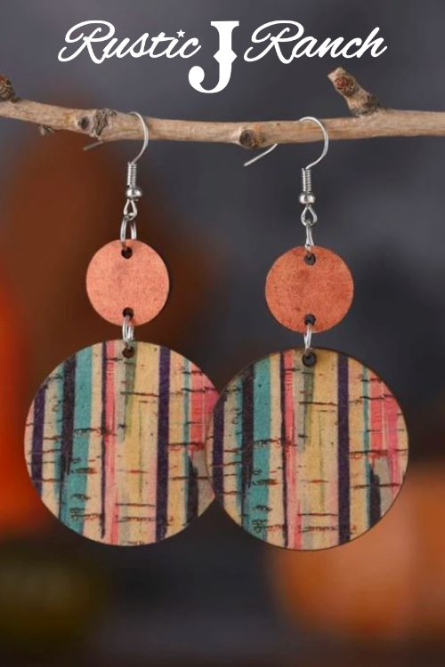 Color Block Round Cork Earrings