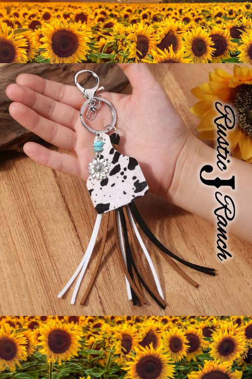 Western Style Keychain Cow Brand Leather