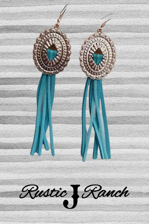 Oval Scallop Trim & Tassel Earrings