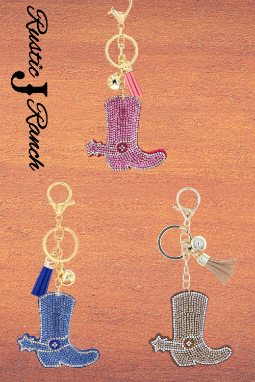 Rhinestone boots keychains