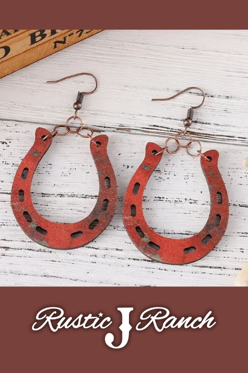 Rustic Wood Horseshoe earrings