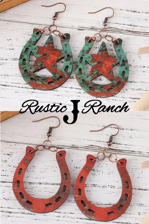 Rustic Wood Horseshoe earrings