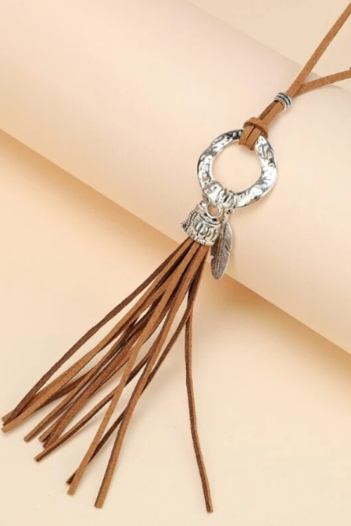 Rustic ring tassel necklace