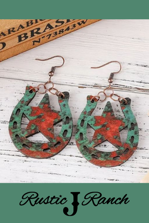 Rustic Wood Horseshoe earrings