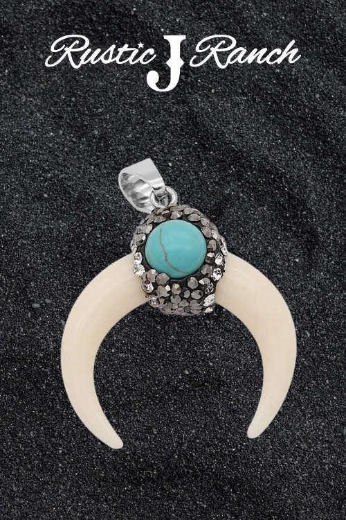 Bull Horn Turquoise charm