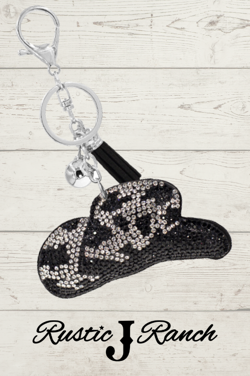 Rhinestone Cowboy hat keychains