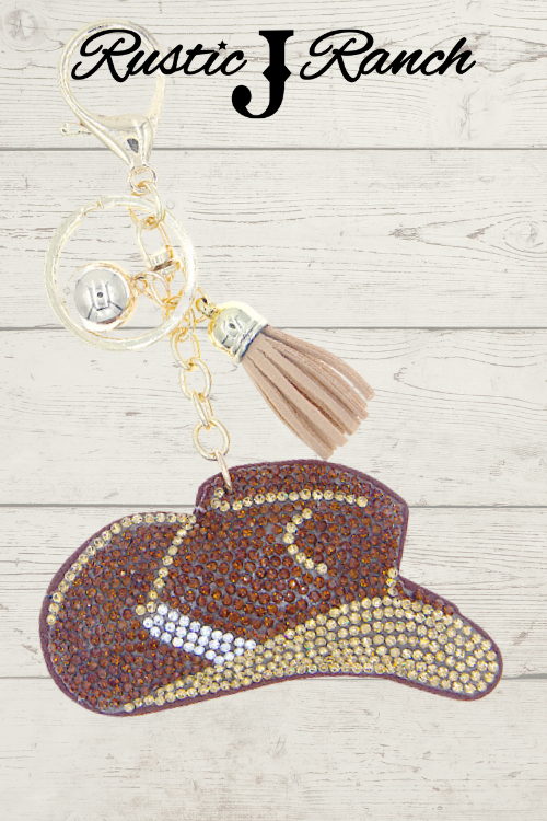 Rhinestone Cowboy hat keychains