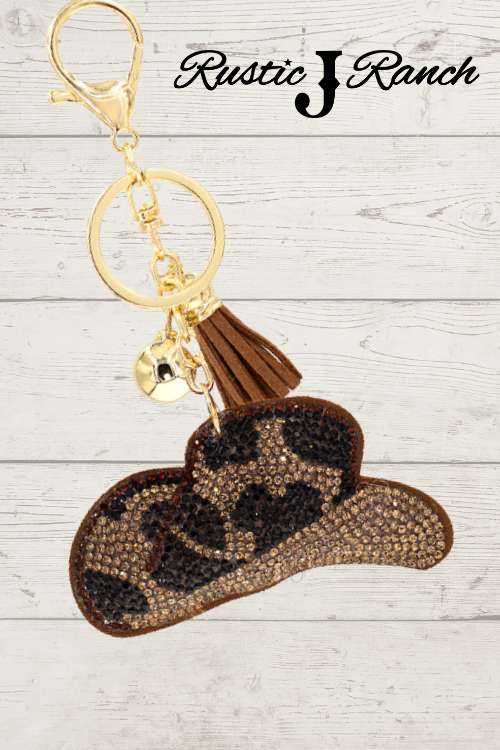 Rhinestone Cowboy hat keychains