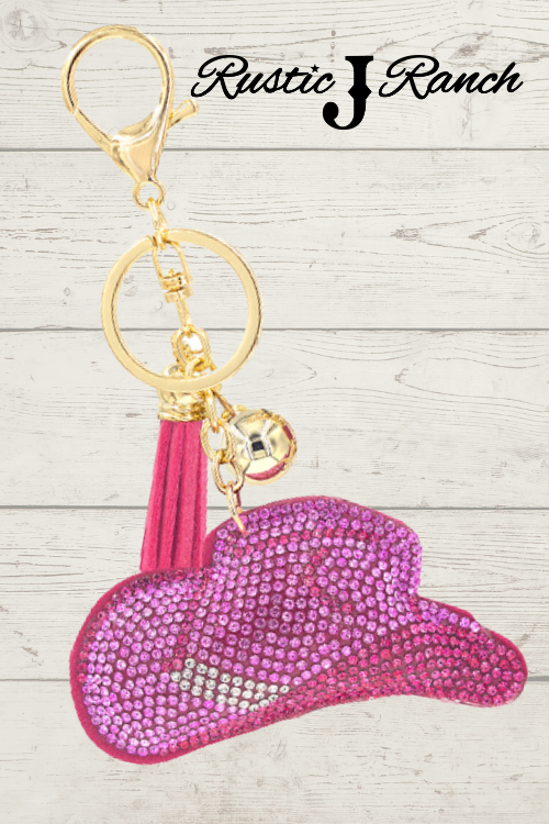 Rhinestone Cowboy hat keychains