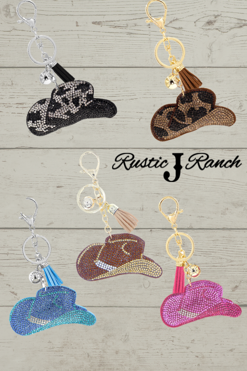 Rhinestone Cowboy hat keychains